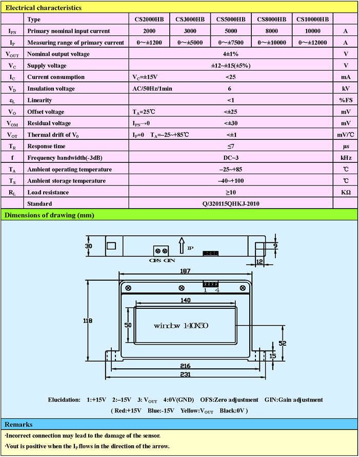 CS10000HB Open Loop Hall Effect Two Way Power Supply Current Sensors